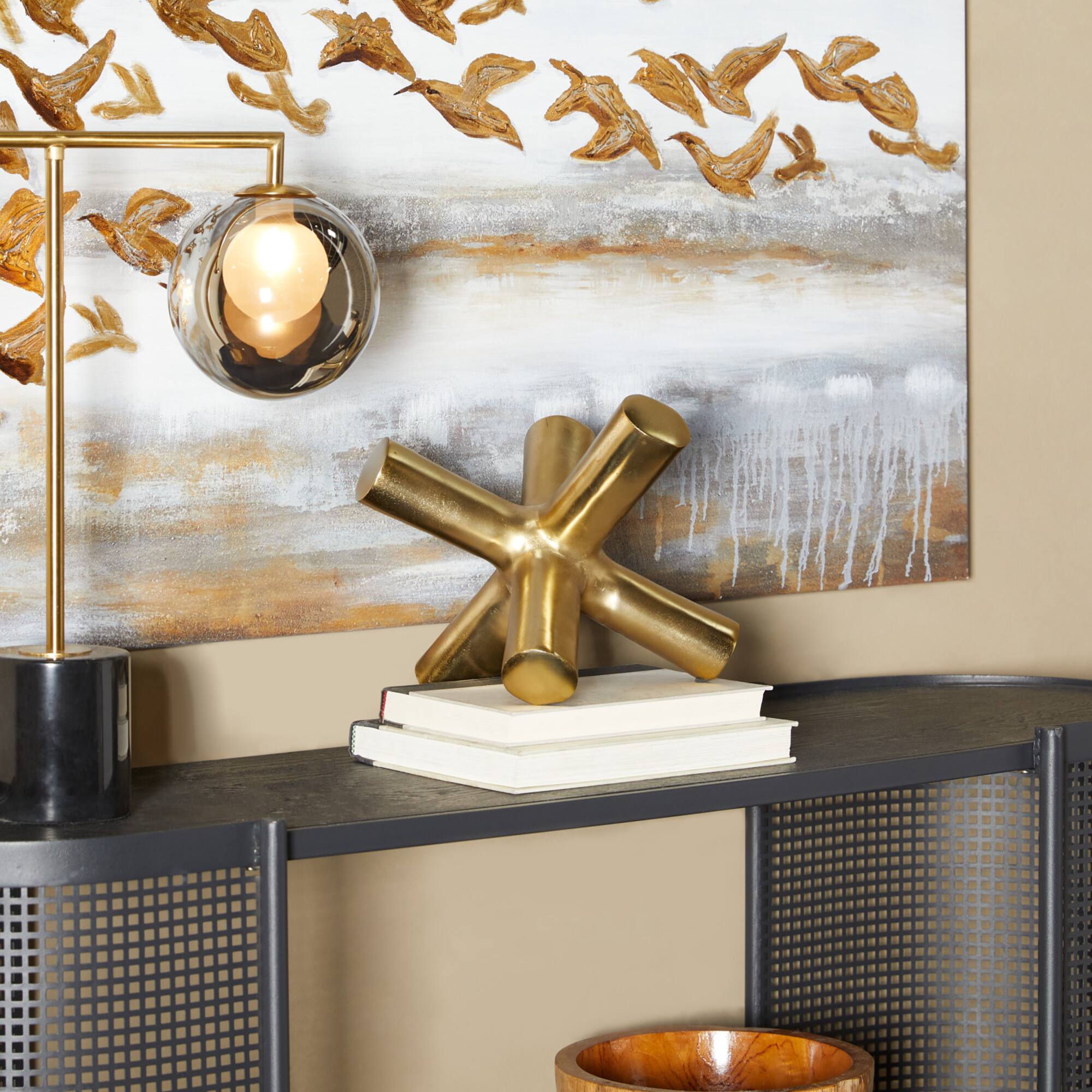 10" Gold Aluminum Jack Abstract Sculpture